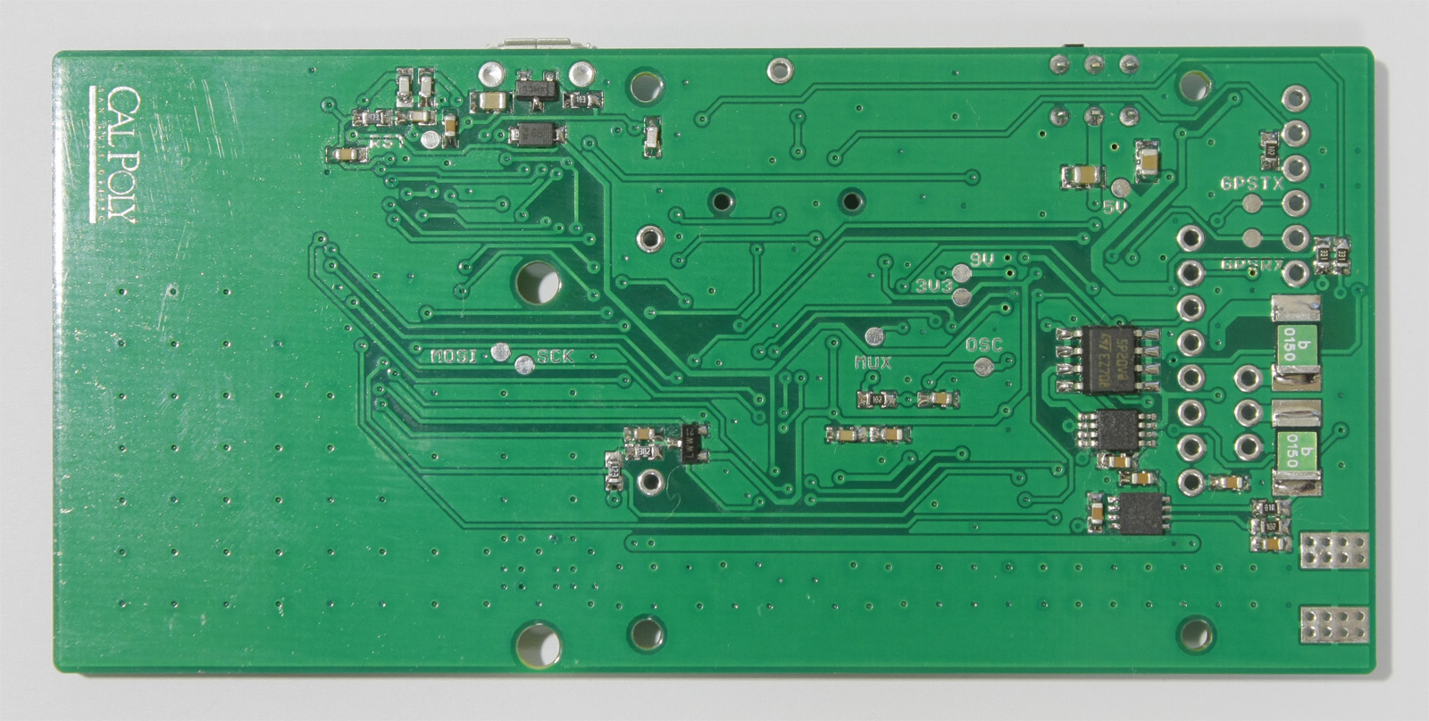 Bottom of PCB after soldering remaining SMT parts