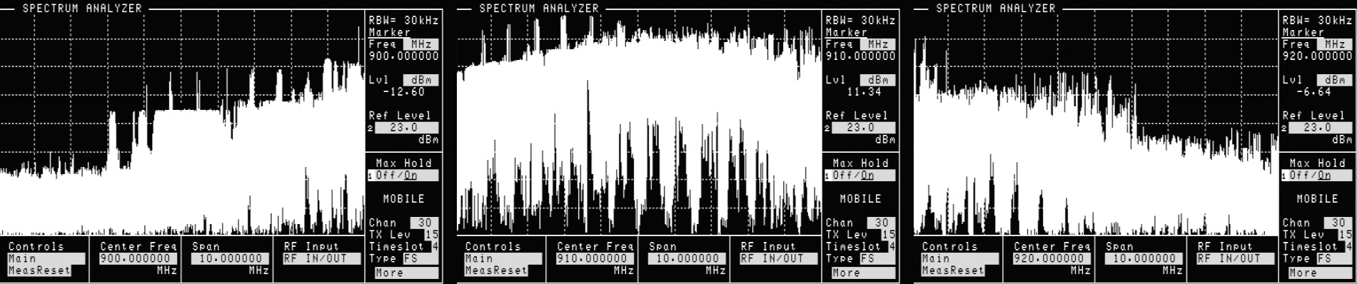 RF spectrum of the video transmitter